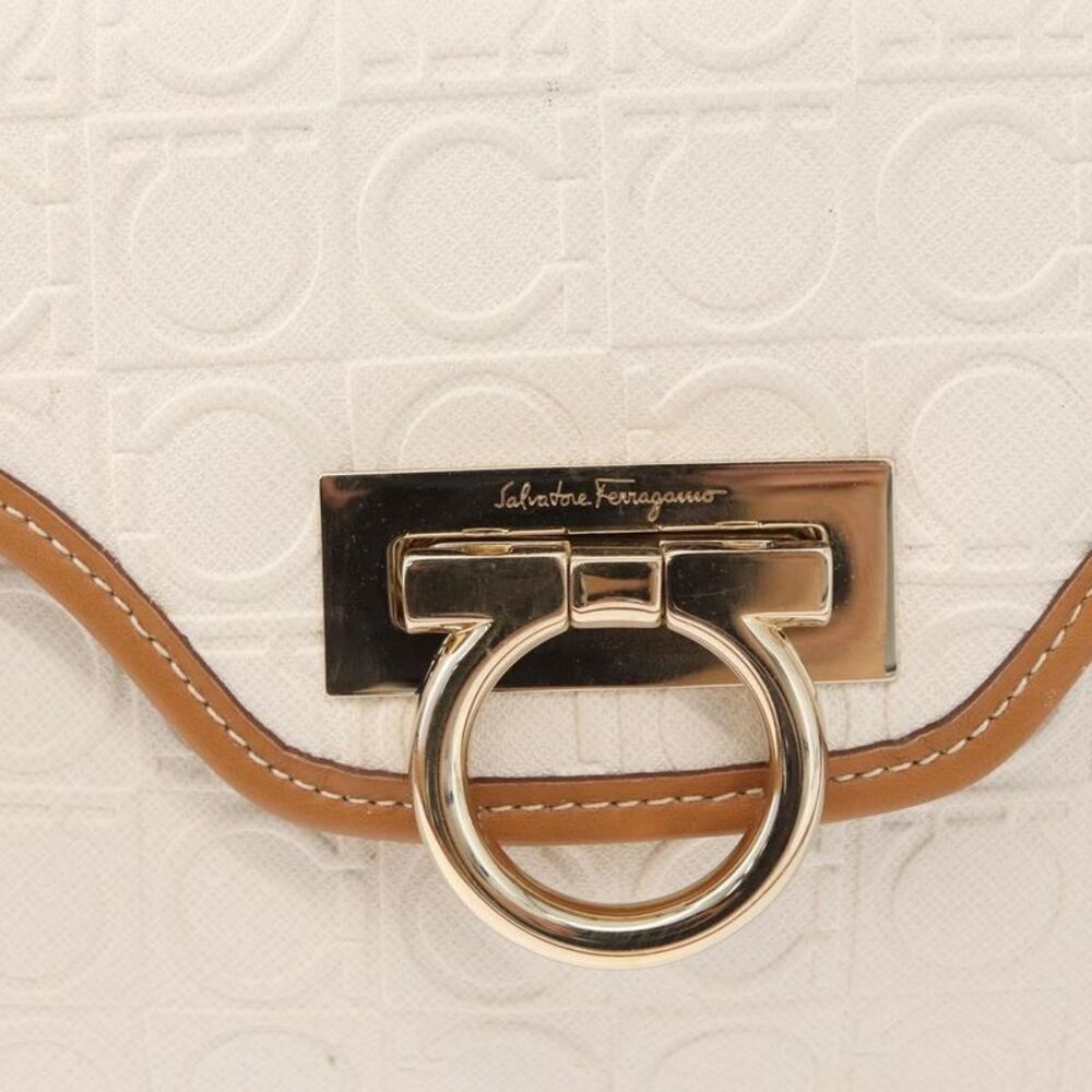 Salvatore Ferragamo Gancini Top Handle Canvas White Pvc Handbag - Picture 12 of 16